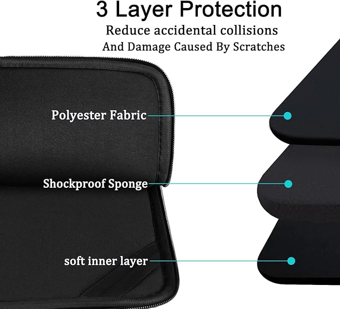 Laptop Sleeve 15 inch, Shockproof Protective Computer Carrying Cover with Front Pocket, Briefcase Laptop Sleeve Bag for 15 inch New MacBook Air, MacBook Pro, HP, Dell, Asus, Black