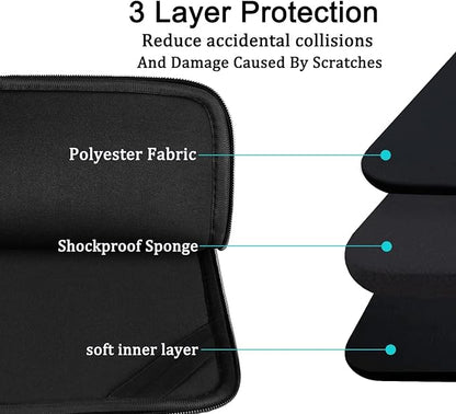 Laptop Sleeve 15 inch, Shockproof Protective Computer Carrying Cover with Front Pocket, Briefcase Laptop Sleeve Bag for 15 inch New MacBook Air, MacBook Pro, HP, Dell, Asus, Black