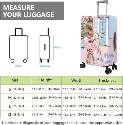 Travel Luggage Cover Suitcase Protector Fits 18-32 Inch Wheel Covers PatternedTravel Related Items Flower Luggage Protector Elastic M