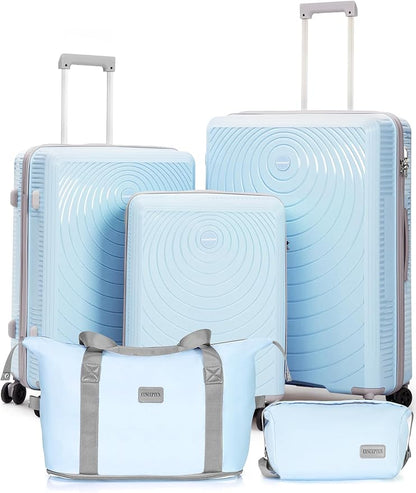 Luggage Sets 5 Piece,Lightweight,Impact-Resistant,Wear-Resistant Suitcases with Wheels, Hardshell Suitcase Set with Spinner Wheels, PP Carry on Luggage Set with TSA Lock, Travel Luggage