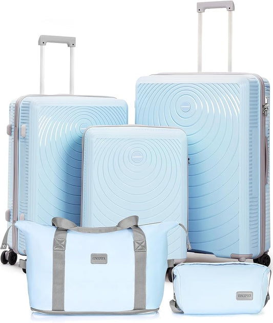 Luggage Sets 5 Piece,Lightweight,Impact-Resistant,Wear-Resistant Suitcases with Wheels, Hardshell Suitcase Set with Spinner Wheels, PP Carry on Luggage Set with TSA Lock, Travel Luggage