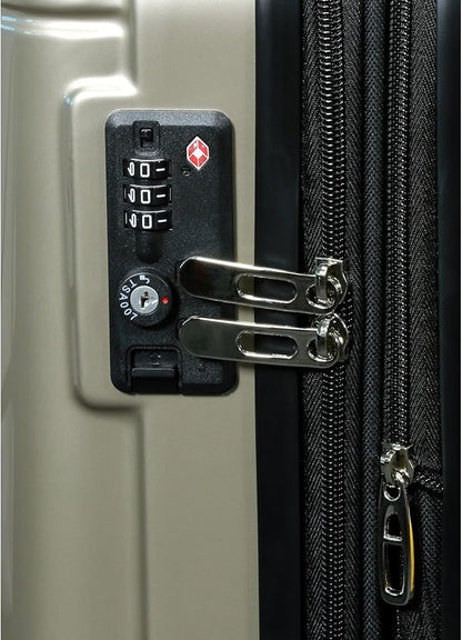 World Traveler Contour 24-Inch Polycarbonate Hardside Expandable Spinner Checked Luggage with TSA Lock - Champagne