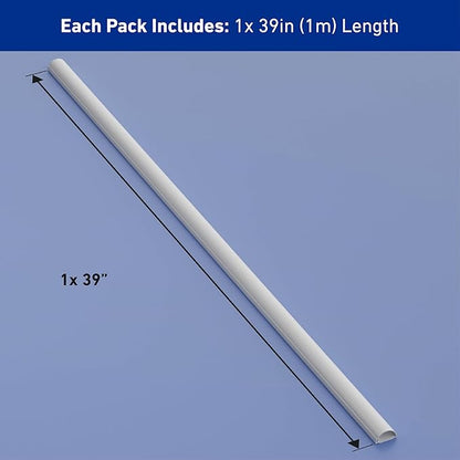 D-Line Cable Raceway On-Wall Cord Cover | 1D3015W | Surface Mount Electrical Channel to Hide and Conceal Cords, Cables, and Wires | White, Paintable