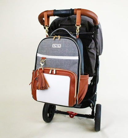 Itzy Ritzy Diaper Bag Backpack – Large Capacity Boss Plus Baby Backpack Diaper Bag Featuring 19 Pockets, Changing Pad, Stroller Clips, and Comfortable Straps (Coffee & Cream)