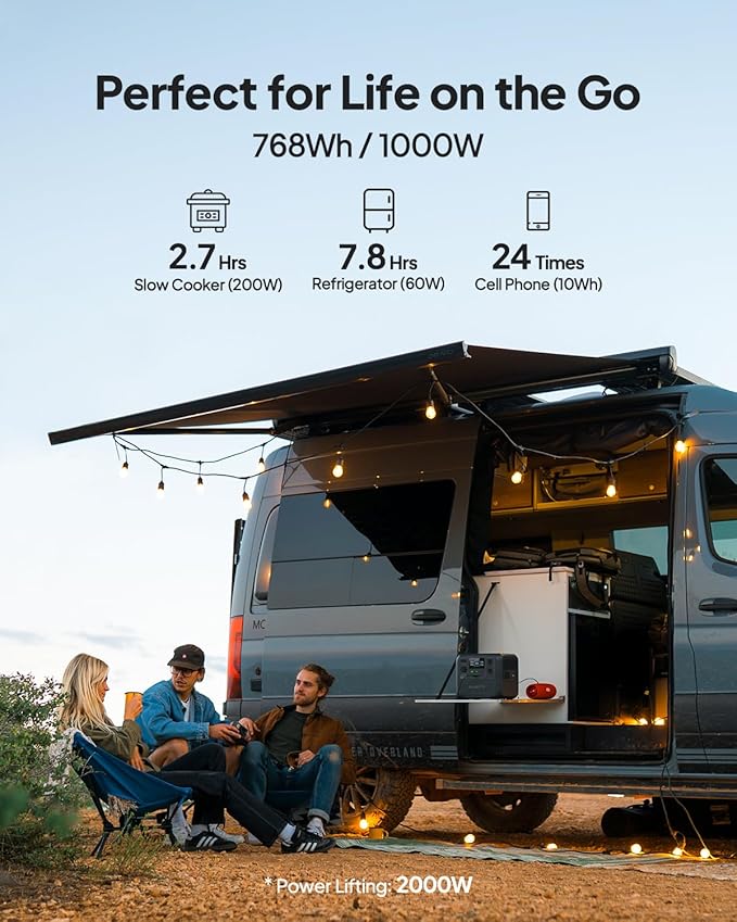 BLUETTI AC70 Solar Generator with 200W Solar Panel (Ships Separately), 768Wh Portable Power Station with 2 1000W (Power Lifting 2000W) AC Outlets, 0-80% in 45 Min, LFP Backup Power for Camping, Travel