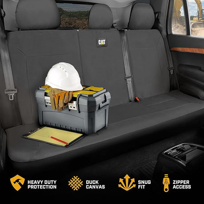 CAT Gray Rear Seat Cover for Cars, SUVs & Small Trucks – Heavy-Duty Oxford Canvas – 60/40 Split Bench Protector – Durable Back Seat Cover for Pets, Travel & Daily Use – Car & Truck Interior Accessory