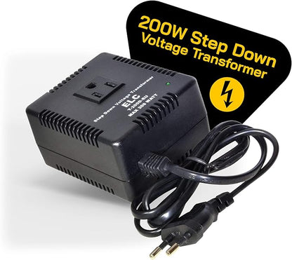 ELC 200-Watt Voltage Converter - Step Down - 220v to 110v / 240v to 120v Travel Power Converter - for Hair Straightener, Hair Dryer, Laptops and Chargers, CE Certified [3-Years Warranty]