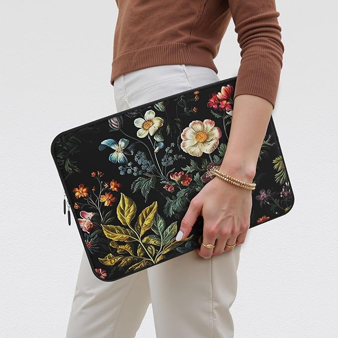 iCasso Laptop Sleeve 13 inch for MacBook Air 13-13.6 inch, Cute Laptop case for MacBook Pro 13 inch, Slim Protective Travel Carrying Case for MacBook Pro 14 inch, Chromebook, HP, Dell, Vintage Floral