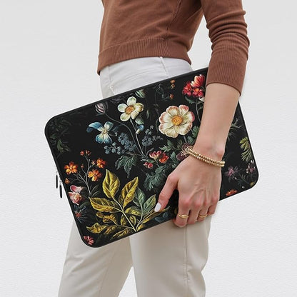 iCasso Laptop Sleeve 13 inch for MacBook Air 13-13.6 inch, Cute Laptop case for MacBook Pro 13 inch, Slim Protective Travel Carrying Case for MacBook Pro 14 inch, Chromebook, HP, Dell, Vintage Floral