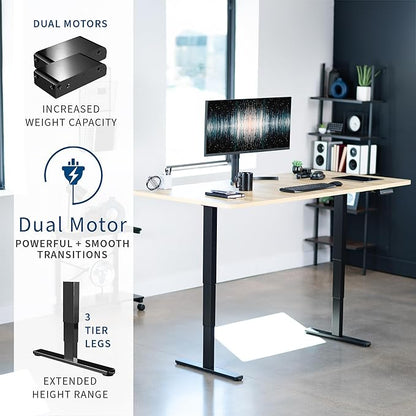 VIVO Electric 71 x 36 in Dual Motor Sit Stand Desk, Memory Height Adjustment, 2B Series, Light Wood Top Black Frame, DESK-KIT-2B7C-36