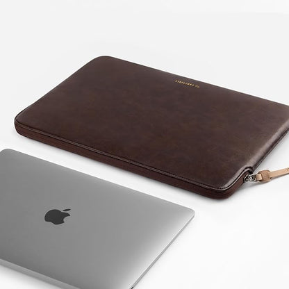 Comfyable Slim Laptop Sleeve Compatible with 13 Inch MacBook Air 13 in M4 M3 M2 M1, 13" MacBook Pro, PU Leather Bag Water-Resistant Cover Case, Briarwood