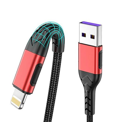 Durcord 3Pack 6ft USB A Cable Fast Charger (Red)
