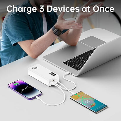 PSOOO 50000mAh Power Bank 65W, Portable Charger,External Battery Pack for Outdoor Camping, Home & Office. Emergency Back-up Power for Smartphones, Tablets and Laptop