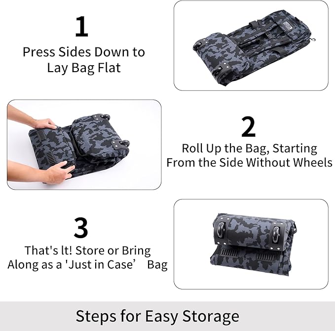 80L Waterproof Rolling Duffel Bag with Quick-Release Straps, Military Tactical Wheeled Foldable For Deployment Traveling Camping Sporting (Camouflage)