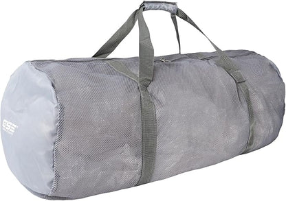 Grey Heavy-Duty Large Mesh Sports Duffle Bag, Dry Bag, Diving Equipment Scuba Bag with Zipper. Great for Gym Workout, Sport Balls Storage, Scuba Gear, Snorkeling, Water Sports and Travel