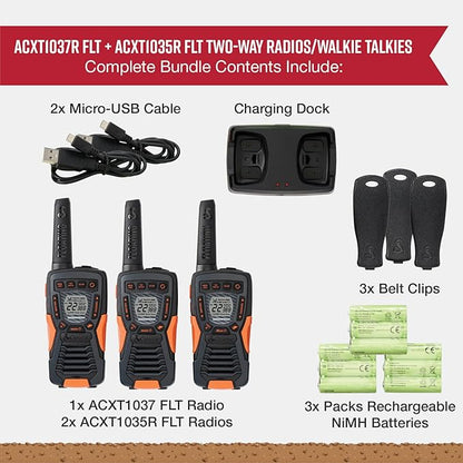 3-Pack Bundle of Cobra ACXT1035R FLT Floating Walkie Talkies