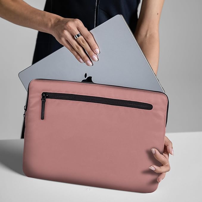 Incase Compact Laptop Sleeve with Flight Nylon - 14-inch MacBook/Laptop & iPad/Tablet Sleeve - Faux Fur Lining, Lightweight, Durable, Weather Resistant, Slip Pocket for Accessories - Aged Pink