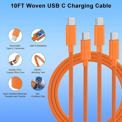 iPhone 17 Pro Max Charger Fast Charging, 40W USB C iPhone 17 Fast Charger Block with 10 FT Long Type C to C Charging Cable Cord for iPhone 17/17 Pro Max/17 Pro/Air/16/16 Pro Max/15/15 Pro Max, Orange