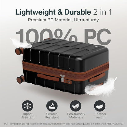 Luggage Sets 2 Piece 20/28 Inch (3-YEARS VIP SERVICE) Hardside Expandable Lightweight Ultra Durable 100% Polycarbonate Carry On Travel Suitcase with Spinner Wheels TSA Lock, Premium Black