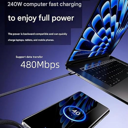 Charge Stand 2-in-1 Cable, 2-in-1 Invisible Holder Charger Cable – 240w Fast Charging Cord with Built-in Phone Stand, for Smartphones Tablets (USBA-TypeC,2Pcs)