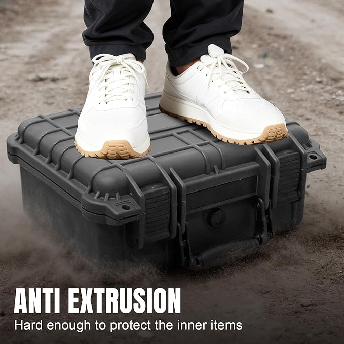 14x 11.5x 6.5 Inch Hard Case, Portable Weather Waterproof Protective Camera Case with Customizable Foam, Fit Use of Drones, Camera, Equipments, Black，upgraded