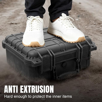 14x 11.5x 6.5 Inch Hard Case, Portable Weather Waterproof Protective Camera Case with Customizable Foam, Fit Use of Drones, Camera, Equipments, Black，upgraded