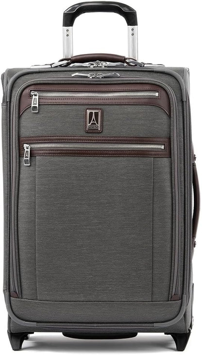 Travelpro Platinum Elite Softside Expandable Carry on Luggage, 2 Wheel Upright Suitcase, USB Port, Men and Women, Vintage Grey, Carry On 22-Inch