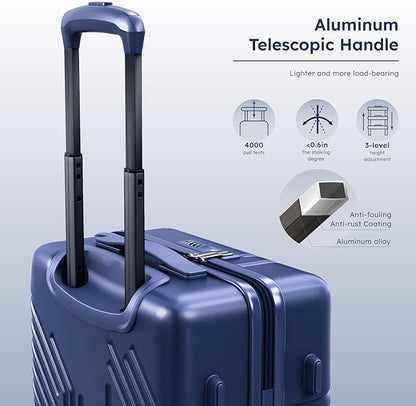 ALPHA CAMP 20-inch Carry On Luggage Airline Approved - PC+ABS Lightweight Suitcase with Built-in TSA Lock，Hard-shell Durable Rolling Luggage with USB Port