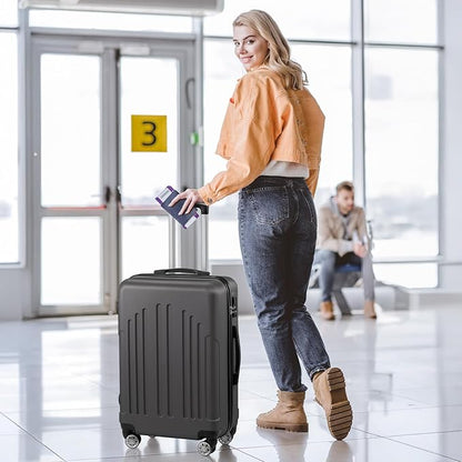 Karl home 28 Inch Check-in Luggage with Spinner Wheels, ABS Hardshell Checked Suitcase with TSA Lock, Durable Large Suitcase Rolling Luggage for Men Women, Dark Grey
