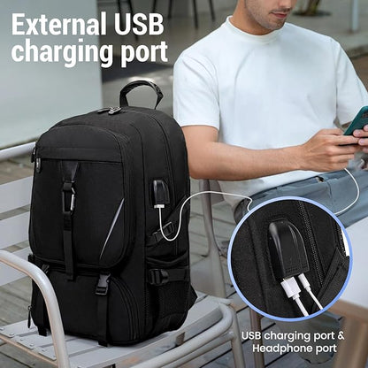 Men's Women's with Usb Port 80l Travel Backpack, Large Carry-On Backpacks，Expandable Oversized Laptop Bag Works