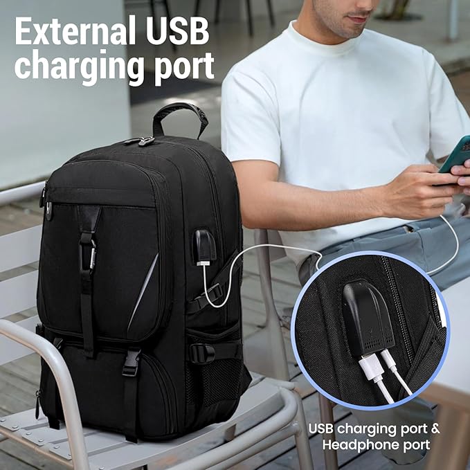 Men's Women's with Usb Port 80l Travel Backpack, Large Carry-On Backpacks，Expandable Oversized Laptop Bag Works