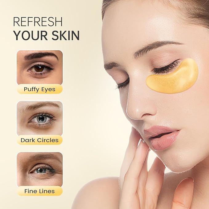 24 Pairs 24K Gold Under Eye Patches Face Masks Dark Circles Puffy Eye Bags Collagen Skincare Spa Trip Gift Eye Mask
