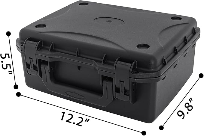 Hard Case with IP67 Waterproof Shockproof Tool Box for Microphone, Drones, Camera, Equipments, Portable Storage Case, 12.2 x 9.8 x 5.5 Inch