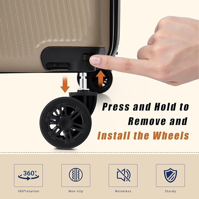 Expandable Luggage Sets 5 Piece,Suitcases with Detachable Wheels,ABS Hard Case Luggage with TSA Lock Spinner Wheels,Carry On Luggage Set