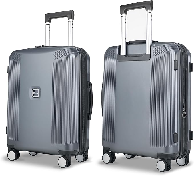 20 Inch Lightweight Expandable Carry On Luggage, PC Hardside Suitcase with Spinner Wheels & TSA Lock, Carry-on 20-Inch, Gray