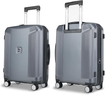 20 Inch Lightweight Expandable Carry On Luggage, PC Hardside Suitcase with Spinner Wheels & TSA Lock, Carry-on 20-Inch, Gray
