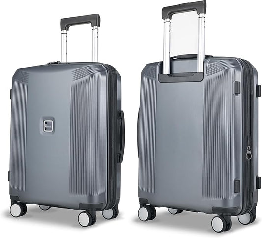 20 Inch Lightweight Expandable Carry On Luggage, PC Hardside Suitcase with Spinner Wheels & TSA Lock, Carry-on 20-Inch, Gray