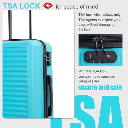 Travelhouse Luggage Sets, Expandable Hardside Suitcases 24in/28in, Carry on 20in,3 Piece Set Travel Luggages Clearance with Double Spinner Wheels TSA Lock Lightweight (Turpuoise-85)