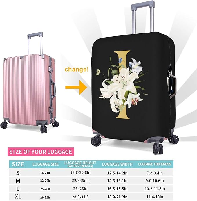 Decorative I Suitcase Protectors Elastic Washable Luggage Covers With Concealed Zippers For 18-32 Inch Luggage (Size Xl: Fits 29-32 Inch)