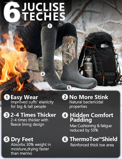 Alpaca Wool Heavyweight 15-25 mmHg Knee High Compression Support Socks Thick Winter Thermal Warm Soft Travel Flying