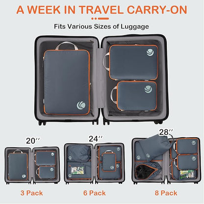 Cipway Compression Packing Cubes, Ultralight Luggage Organizer Bags, Travel Essentials for Carry on Suitcase (3 Piece,Gray)