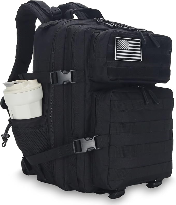 25L Tactical Backpack for Men and Women Small Military Tactical Backpack Heavy Duty Molle Assault Pack Daypack for Hiking Camping Travel Work Gym Outdoors (Black)