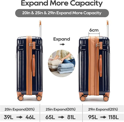 PRIMICIA GinzaTravel Luggage Sets 3-Piece Expandable Suitcases with Wheels PC+ABS Durable Hardside Luggage sets TSA lock