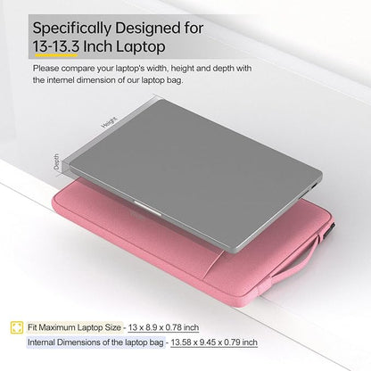 Laptop Case 13.3 inch, 13 inch Laptop Sleeve Compatible with HP Acer ASUS, Dell Latitude, Waterproof Carrying Case with Pockets&Handle, Pink