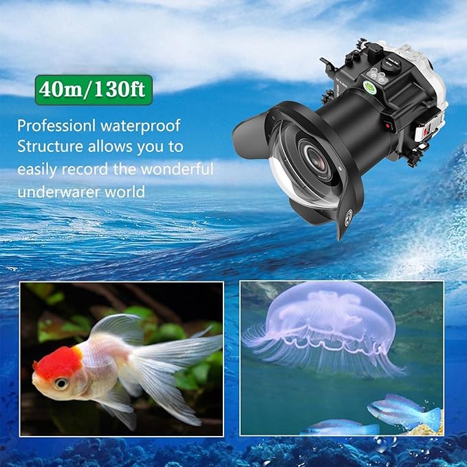 Seafrogs Underwater Housing for Canon EOS R50, 40M Waterproof Case with WA005A Long Dome Port Kit, Waterproof Scuba Diving Case for Canon R50+24-70mm f/2.8, EF 24-105mm f/4