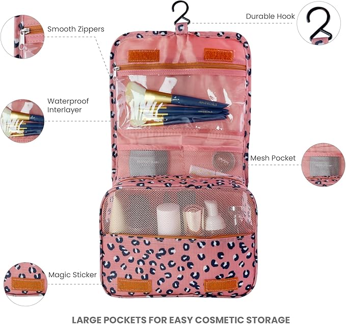 Large Capacity Toiletry Bag Travel Bag with Hanging Hook for Men and Women Waterproof Travel Cosmetic Bag Bathroom Storage Bag for Brushes Set,Full-Sized Shampoo,Accessories-Blue Stars