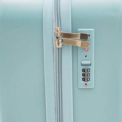 18-Inch Kids Ride-On Suitcase - Cute Lightweight Trolley Luggage with 4 Silent Spinner Wheels & Lock for Travel - Perfect for Ages 3-6 (Sky Blue)