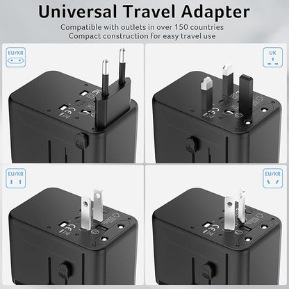 Acer 70W GaN Universal Travel Plug Adapter - International Power Adapter with 3 USB C & 1 USB A, Worldwide Power Outlet Travel Essentials for USA to European UK AUS Ireland, Type C/G/I/A, Black