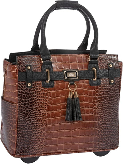 JKM & Company Rolling Laptop Bag for Women | Designer Wheeled Briefcase | Fits 13-17" Laptops | Office Travel Computer Case