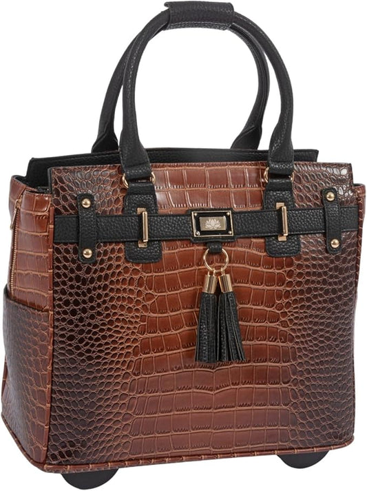 JKM & Company Rolling Laptop Bag for Women | Designer Wheeled Briefcase | Fits 13-17" Laptops | Office Travel Computer Case